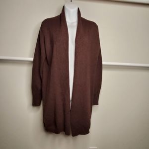 Kinross 100% cable rib trim cardigan.  Dark truffle size L